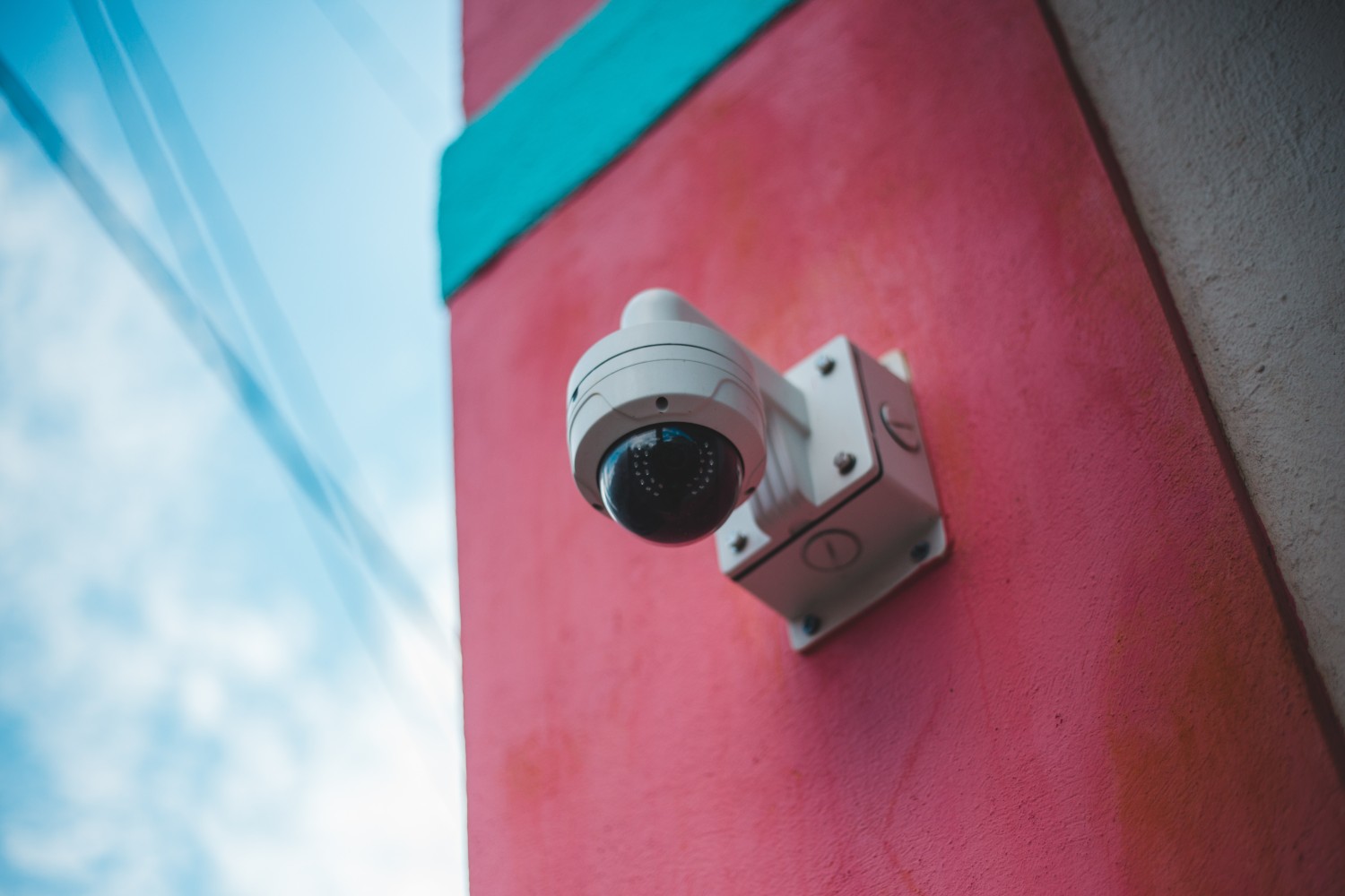 a close up shot of a security camera